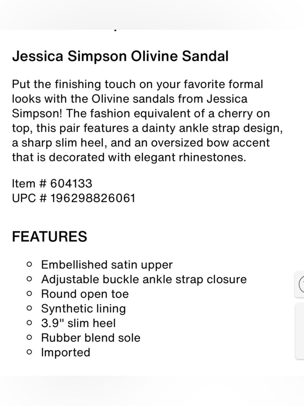 NWOT, Jessica Simpson Olivine Sandal, 7.5 M - Picture 5 of 5